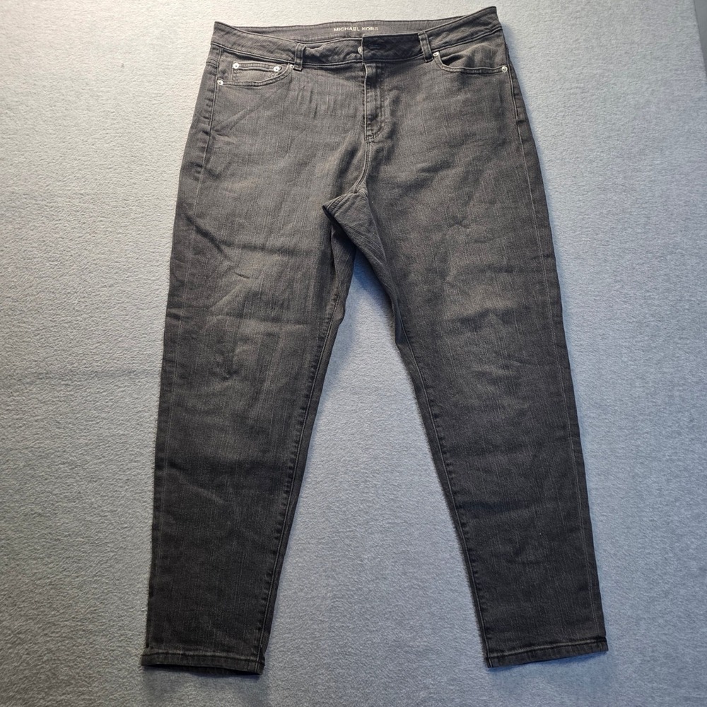 Michael Kors Skinny Jeans Womens Plus Size 16W Grey Tapered Stretch Denim Pants